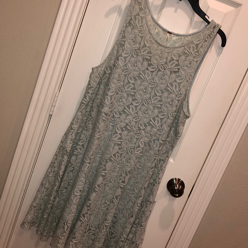 Free People Dusk Green Lace Sleeveless Dress